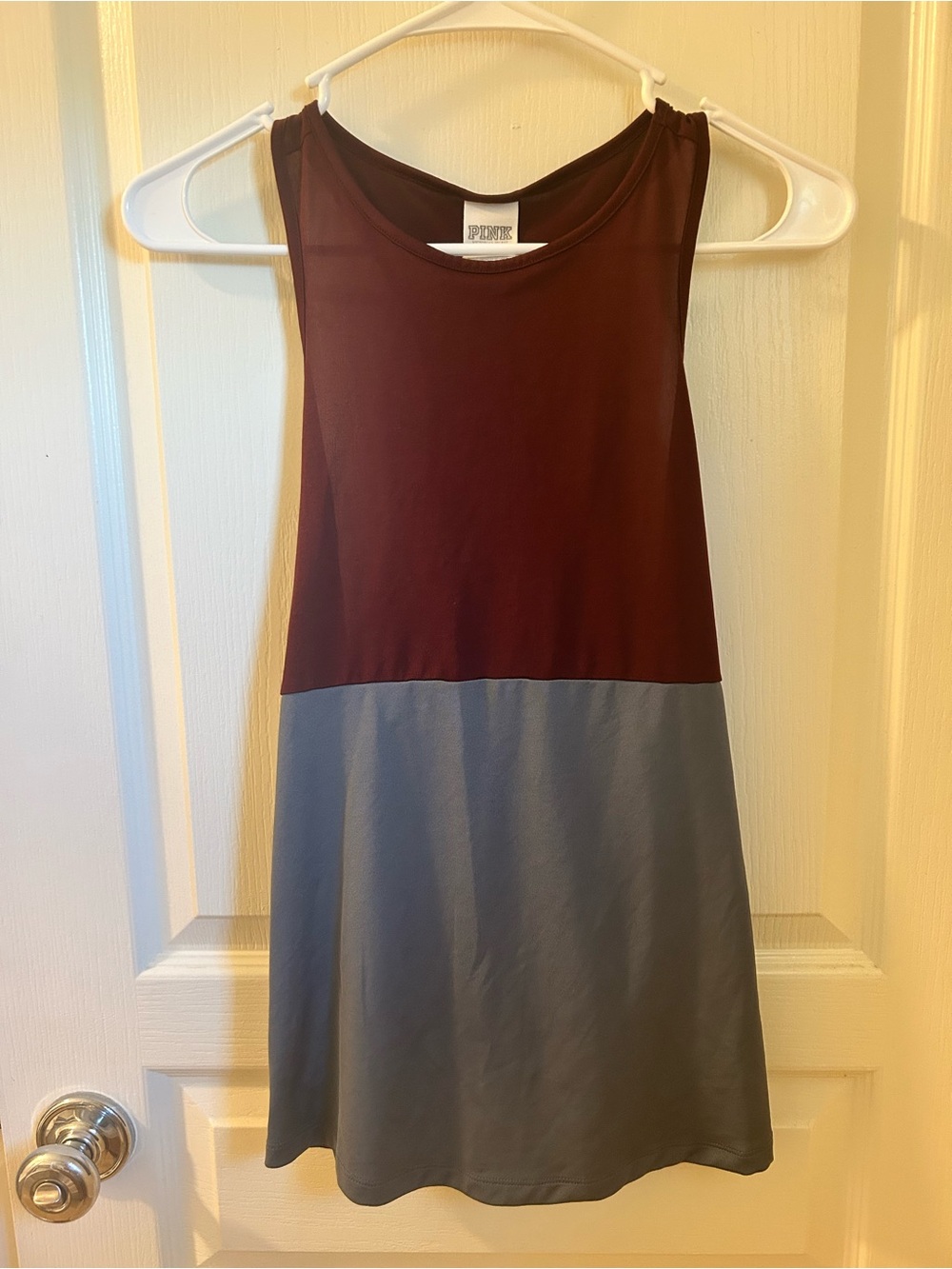PINK Victoria's Secret Burgundy and Gray Colorblock Tank